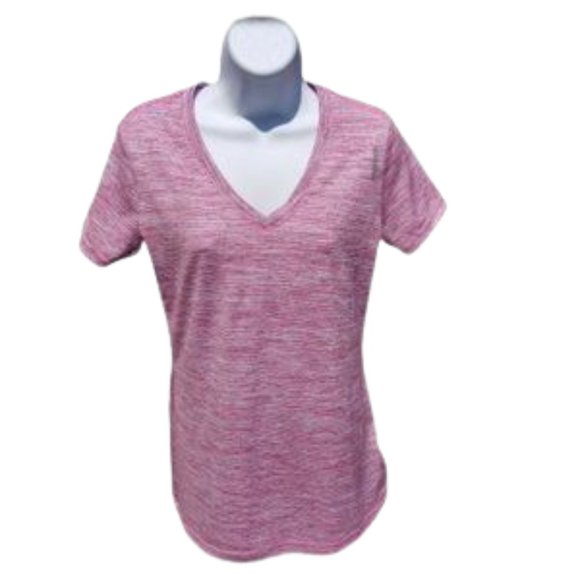 Reebok Speedwick Tee Shirt V Neck Short Sleeve Heathered Pink Small - Picture 7 of 9